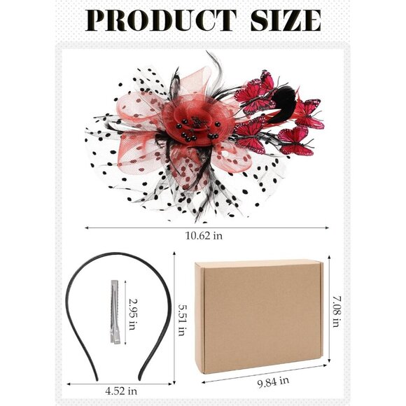 Butterfly Derby Hat Polyester Tea Party Fascinator with Hair Clip for Women